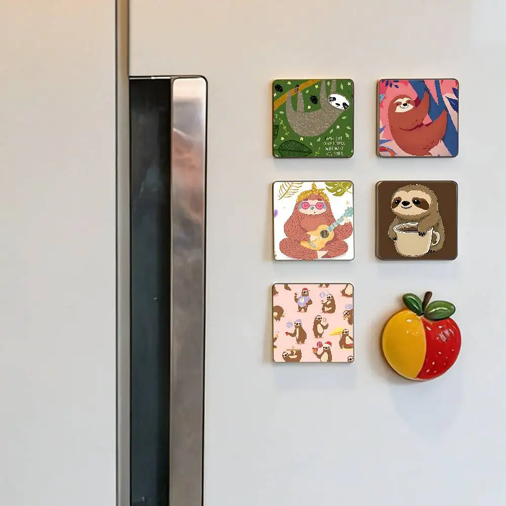 Niedliche Faultier-Tiermagnete Personalisierter Kühlschrankmagnet Quadratische Form Kühlschrank Wand Tür Dekoration