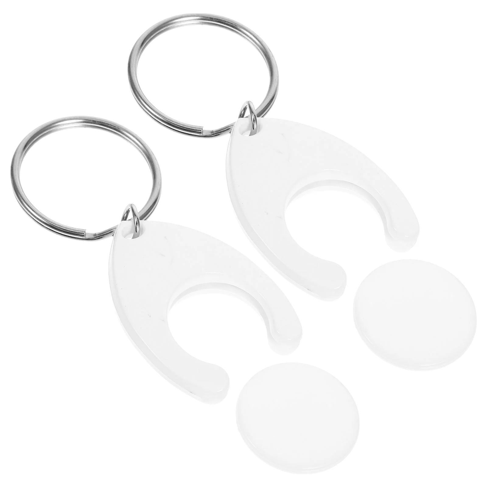 2 Pcs Shopping Cart Trolley Tokens Pendant Key Buckle Keychain Rings Hanging Keyring Plastic Opener