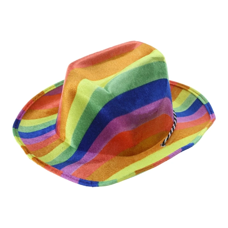 

Wedding Rainbow Color Fedora Hats for Women Men Thick Cowboy with Large Brim Western Felt Casual Hats DropShipping