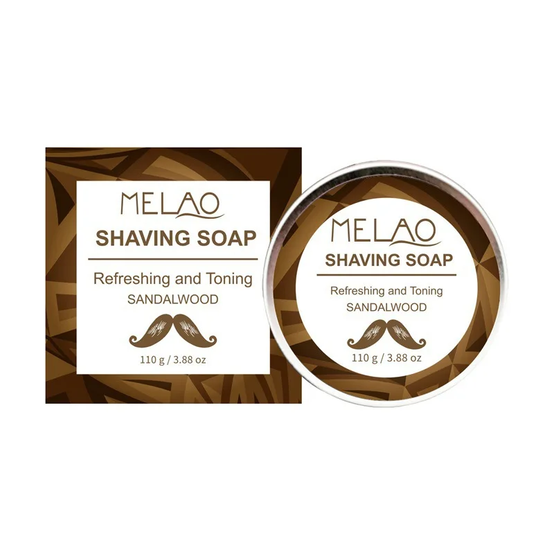 Sabão de barbear sândalo masculino, Rico alumínio enlatado, Sabão artesanal barba, Entrega de fábrica, 110g