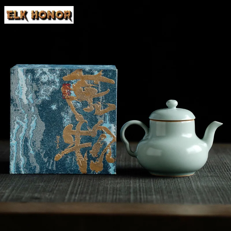 

120 мл фарфоровый чайник с лазурною печью, чайник ручной работы, чайник для заварки чая с шариковым отверстием, украшения для чайных сервизов Dahongpao