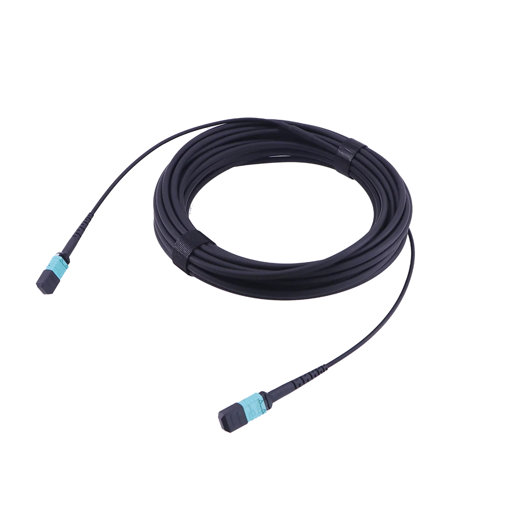 High Density 12C/24C Black Jacket OM3 Multimode Fiber SM APC 5.0mm MTP/MPO Trunk Cable Patch Cord FTTH 40G QSFP+