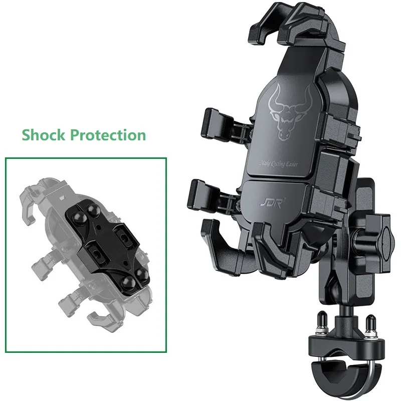 Motorcycle Phone Holder Shock-absorbing Moto Bike Navigation Support Handlebar Rearview Mirror Mount Clip Bracket for 3.5-7.2''