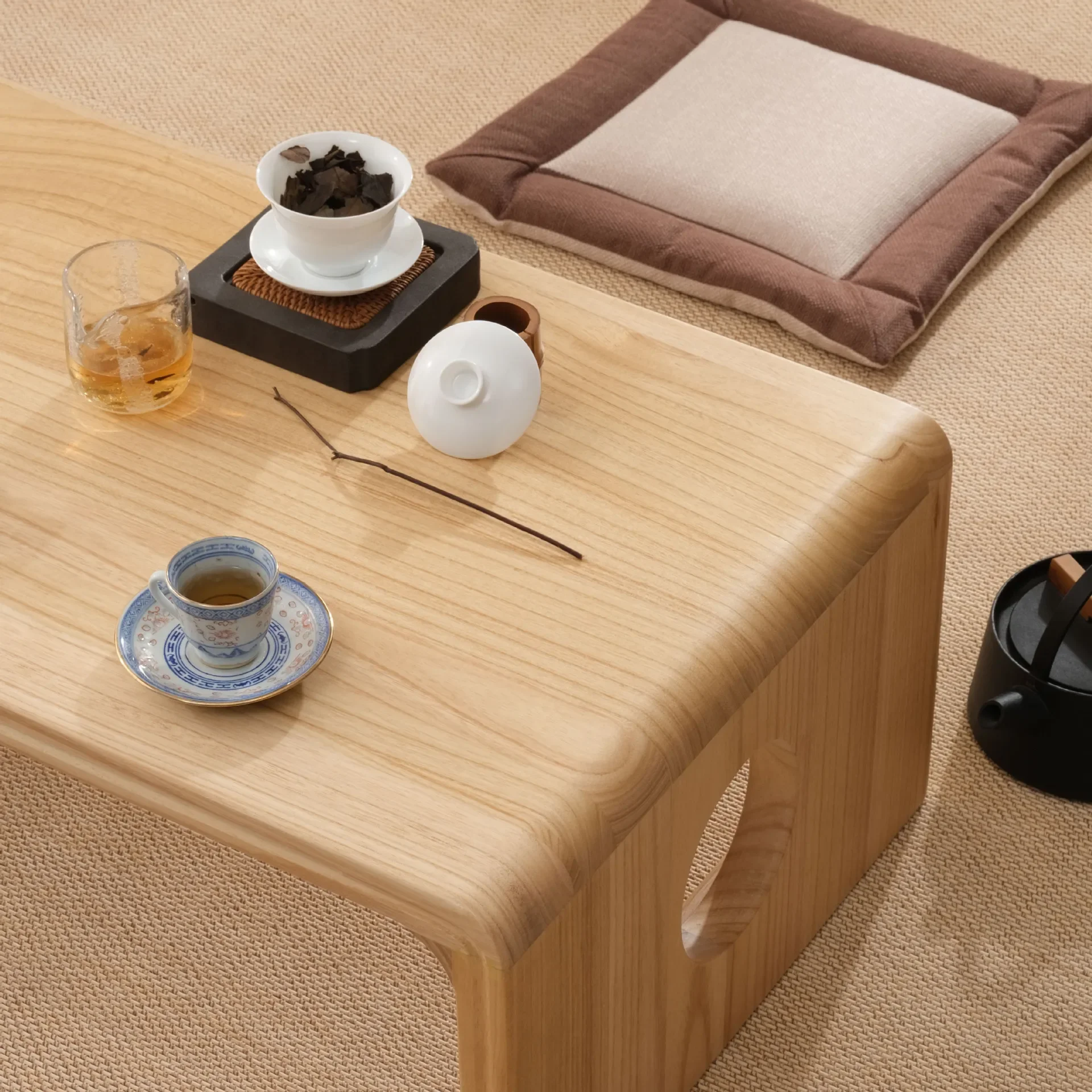 Mesa baja rectangular de estilo asiático para sala de estar, muebles de madera de interior Vintage japonés, mesa de piso Tatami de 50x40cm