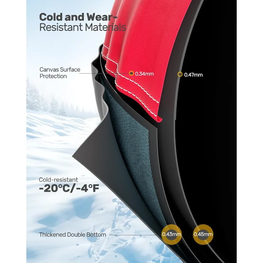 Tubo de neve inflável de 48 '' com capa de lona premium, 2 pacotes para adultos, brinquedo divertido de inverno ao ar livre resistente com bott engrossado