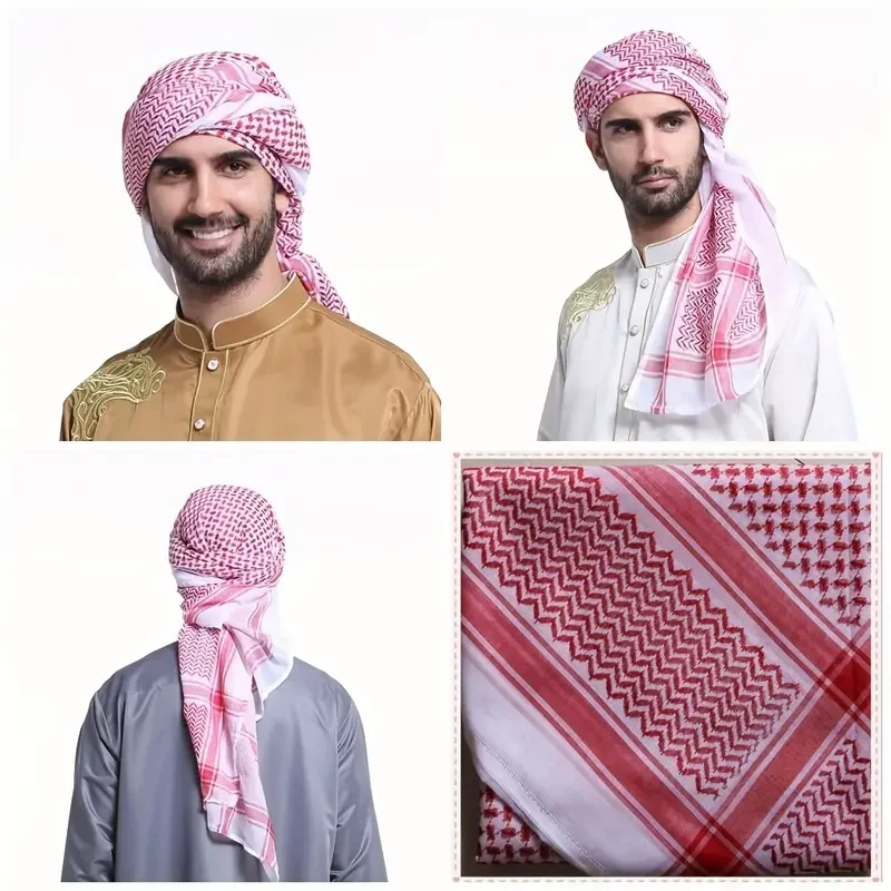 Klasyczne paski kwadratowa chustka na głowę dojrzały, codzienny Turban miękki hidżab muzułmański Unisex chusta na głowę 140cm * 140cm