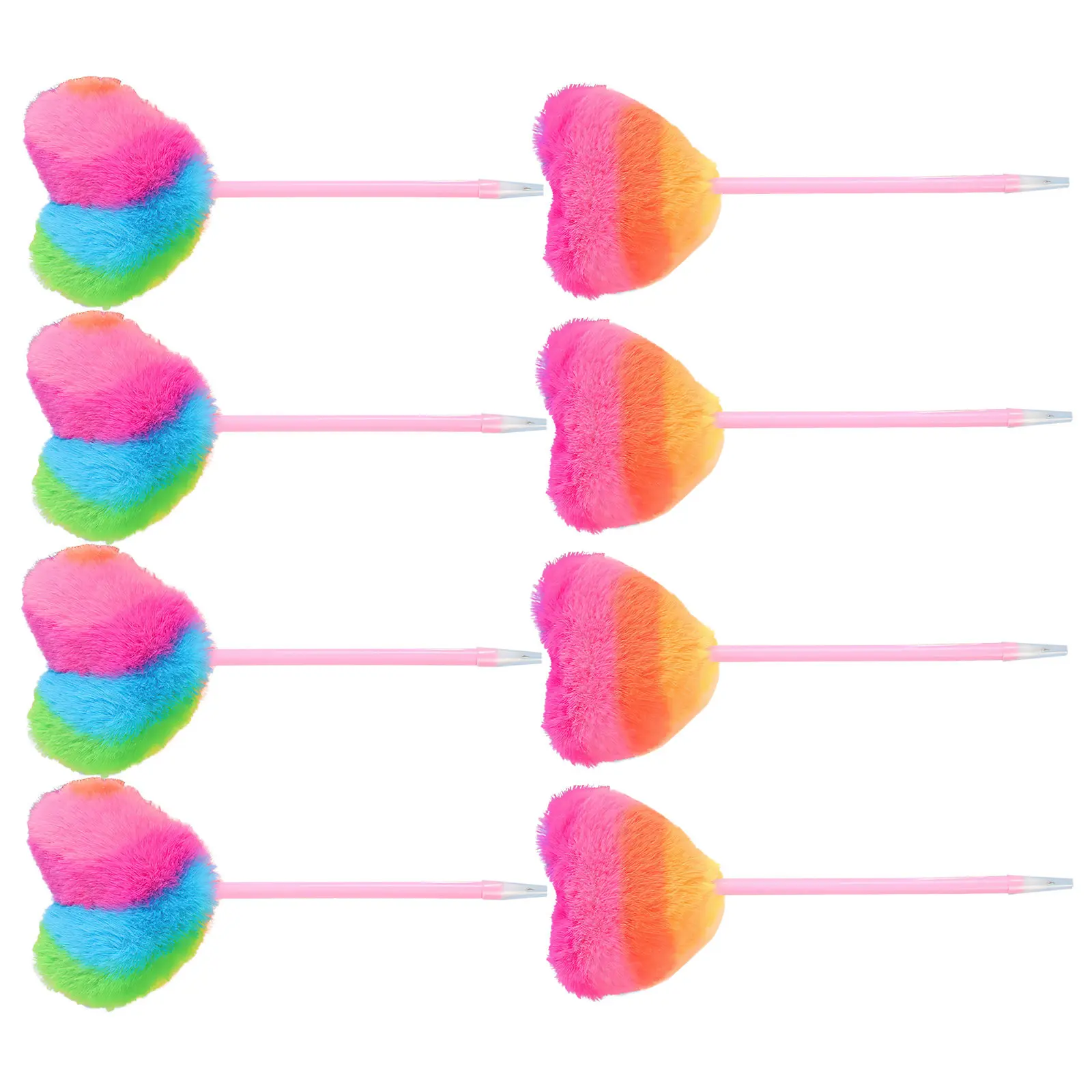 

8Pcs Love Heart Pom Pom Ballpoint Pen Kawaii Cute Stationery Student Writing Tool School Office Christmas Party Supplies