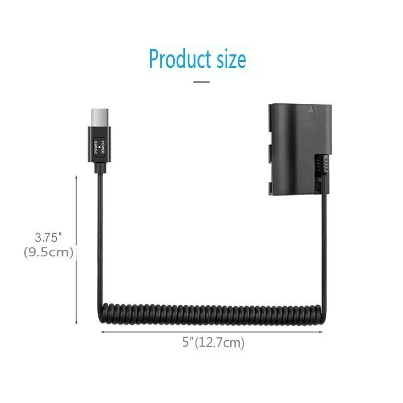 

Type-C/USB-C To LP-E6 LP-E6N Dummy Battery DC Power AC Adapter For Canon EOS 5D 6D 7D 90D 80D Mark II III IV 5DS R R5C Camera