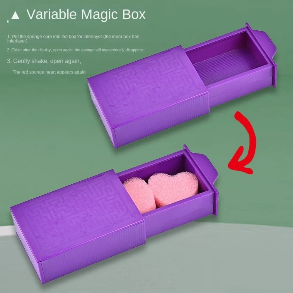 Meravigliosa scatola magica viola magica Spettacolo di trucchi Scatola magica in plastica che scompare Spettacolo di magia Kit magici misteriosi per adolescenti