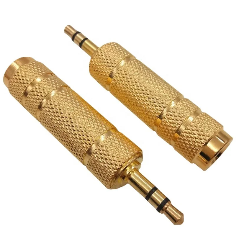 50PCS Gold Plated 6.5mm Female 3.5mm Male Adapter Jack Connectors For Stereo Speaker Audio Headset Microphone Guitar Recording