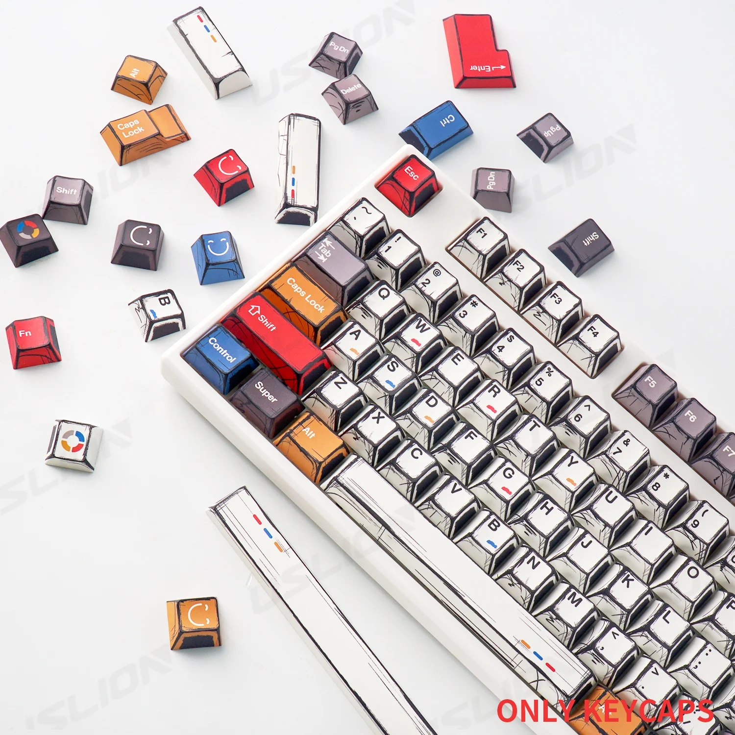 

136Keys Cherry Profile PBT Keycaps Manga Style Gaming Mechanical Keyboard 68/7887/96/108 Keys MX Switches ISO Layout Key Caps