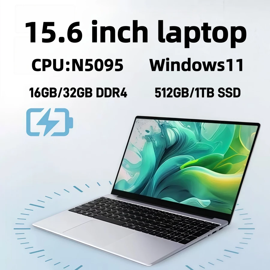 15.6 "ips gaming laptops computador portátil intel n5095 32gb 16gb ddr4 512g/1tb ssd windows11 teclado retroiluminado ofertas
