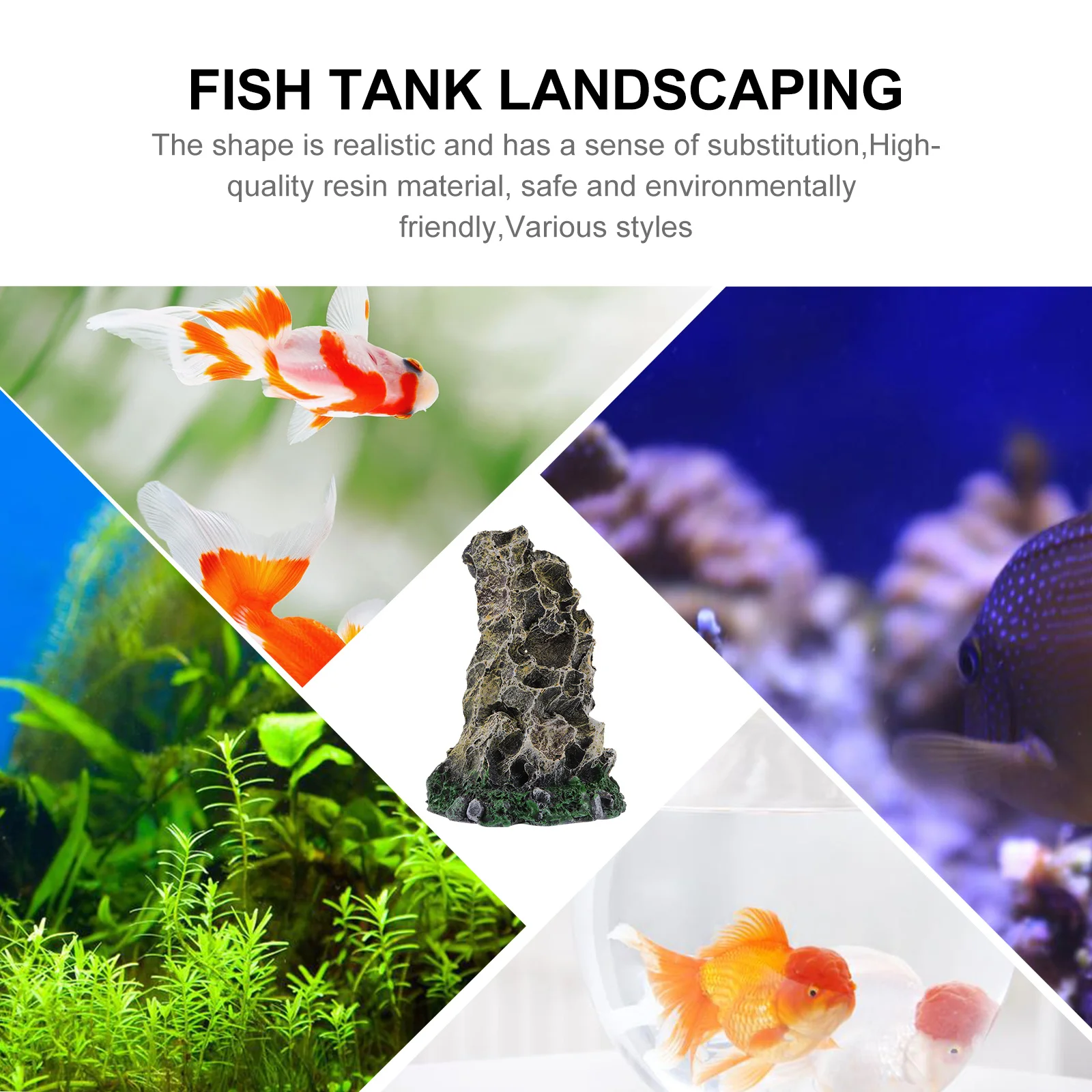 

Resin Aquarium Rockery Mountain Ornament Natural Fish Hiding Playing Decor Aquarium Stone Landscape Decor Ornament