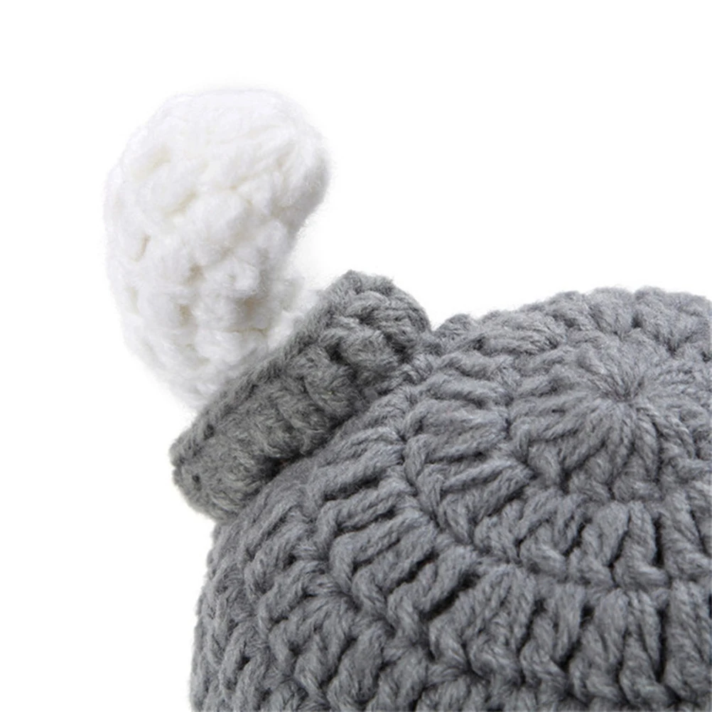 

Gray Bull Horn Beanie Handmade Knitted Viking Hat for Infant Boy Girl Kids Knitted Winter Hats Warm for Fall Winter