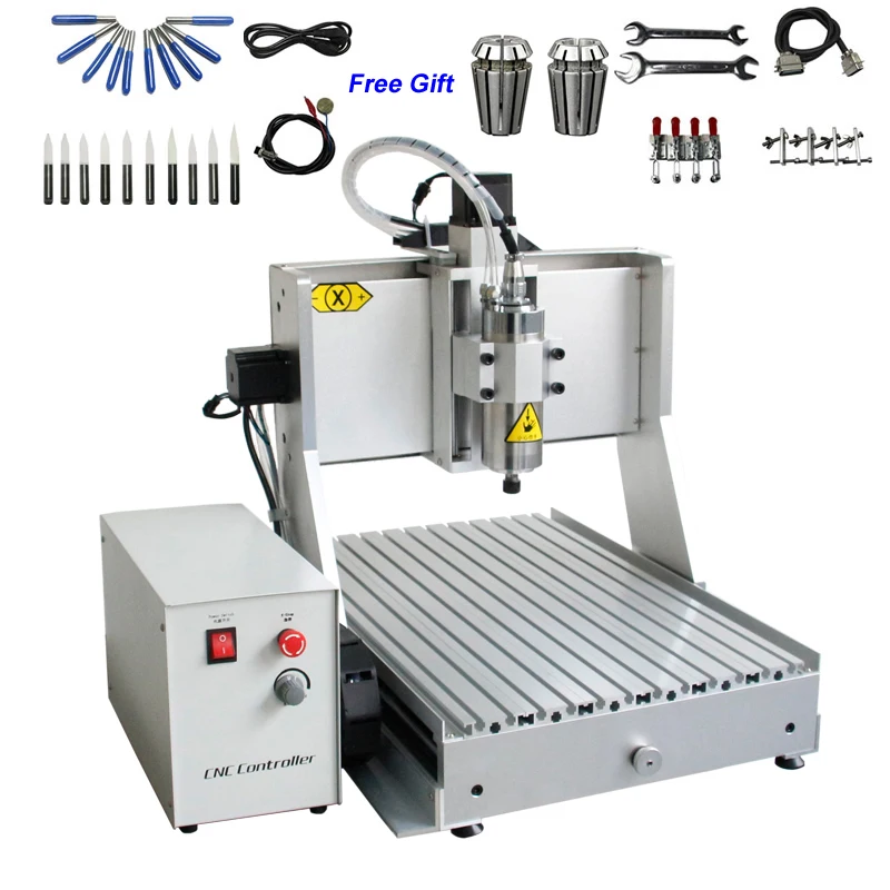 LY 6040z 4axis CNC Router Engraving Drilling Milling Machine 0.8 1.5 2.2KW Spindle with water tank metal wood working