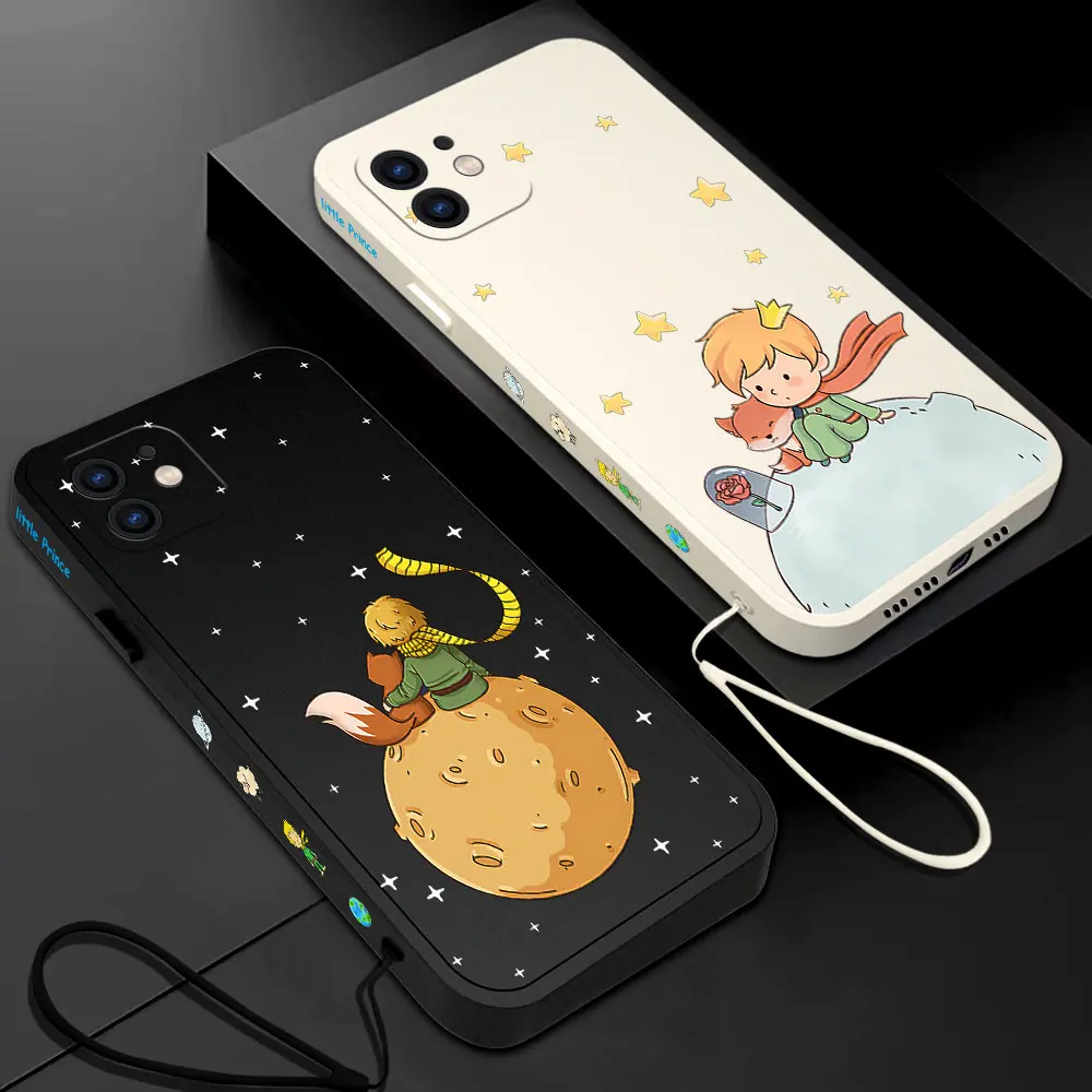 

Little Prince Phone Case For iPhone 15 14 13 12 11 Pro Max Mini X XR XS MAX SE20 8 7 Plus Silicone Cases with Hand Strap