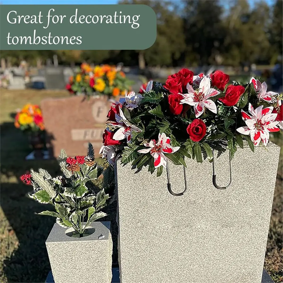 2 Pack Wire Headstone Saddle with Foam Attached Rustproof Galvanized Cemetery Gravestone Saddle
