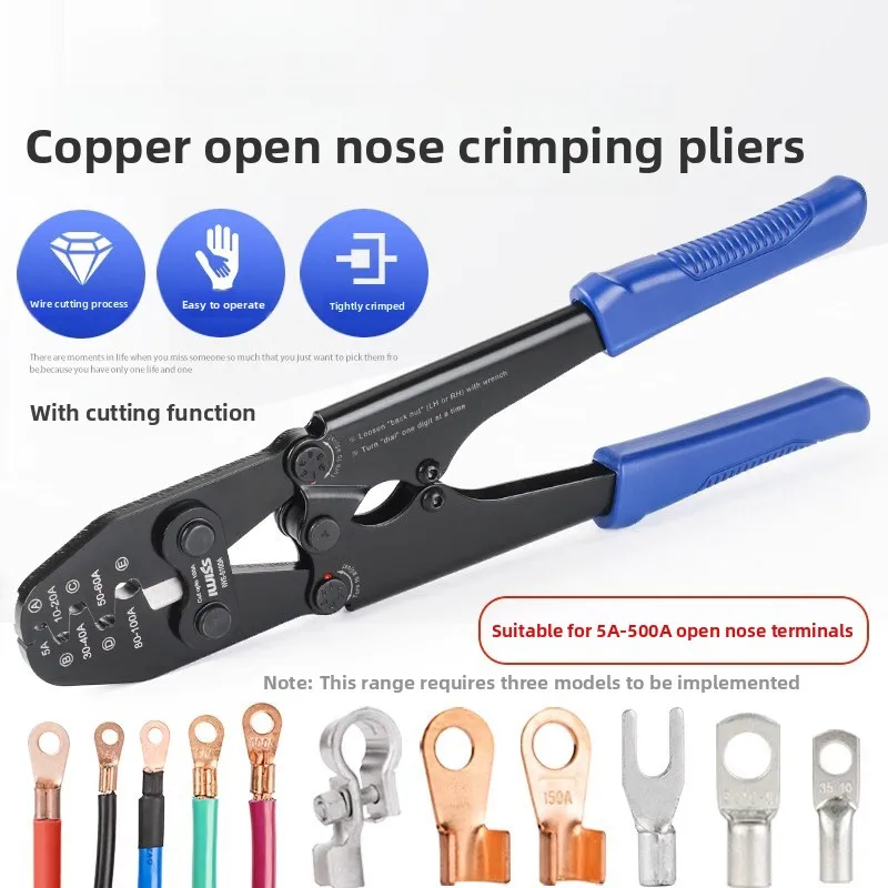 OT Open Lug Crimping Plier, 5-200A SC Copper Terminal Crimper Wire Connection Kit