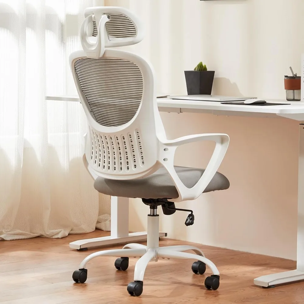 

Office Computer Desk Chair, Ergonomic High-Back Mesh Rolling Work Chairs with Wheels and Adjustable Headrests, Comfortable