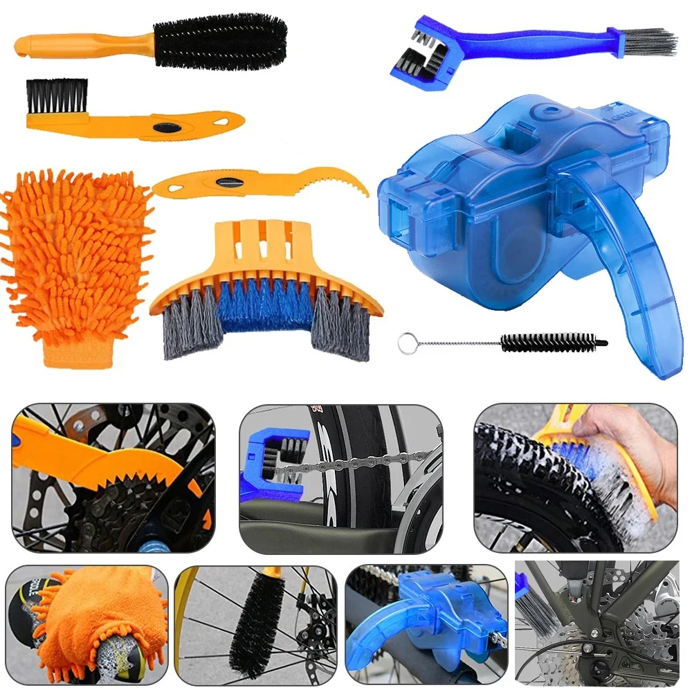 Chain Cleaner Cleaning Bicycle Chain Brush Wash Tool Set Road Bike Protection Oil Chain Gear Grunge Brush for Mountain Bike