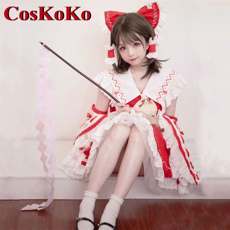 CosKoKo Hakurei Reimu Cosplay Costume Hot Game Touhou Project Summer Gorgeous Sweet  Dress Activity Party Role Play Clothing