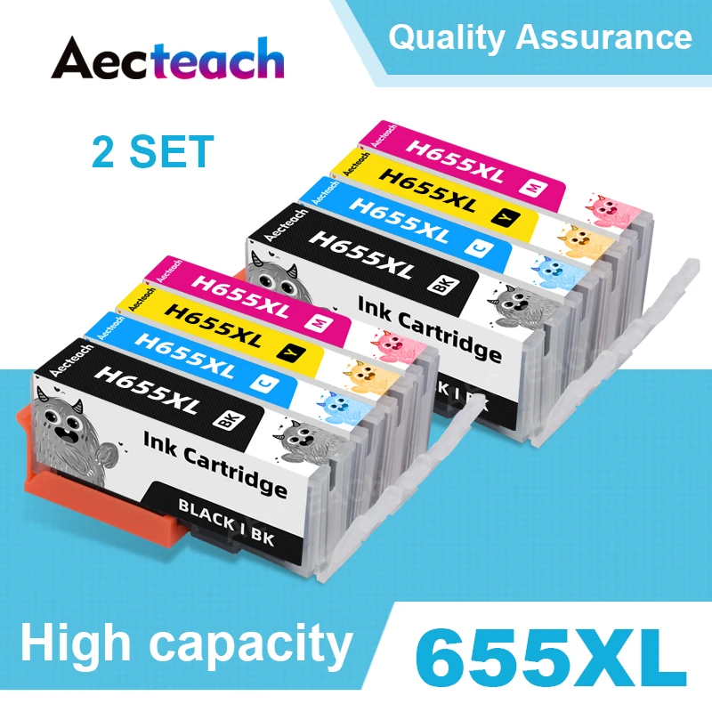 Aecteach Compatible For HP 655 655XL Ink Cartridge Replacement For HP655 Deskjet 3525 5525 4615 4625 4525 6520 6525 6625 Printer