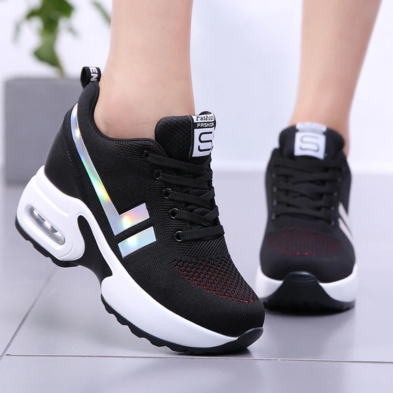 2024 Air Cushion Luxury Women's Sneakers Mesh Breathable Platform Wedge Tennis Female Summer Walking Ladies Shoes tenis de mujer