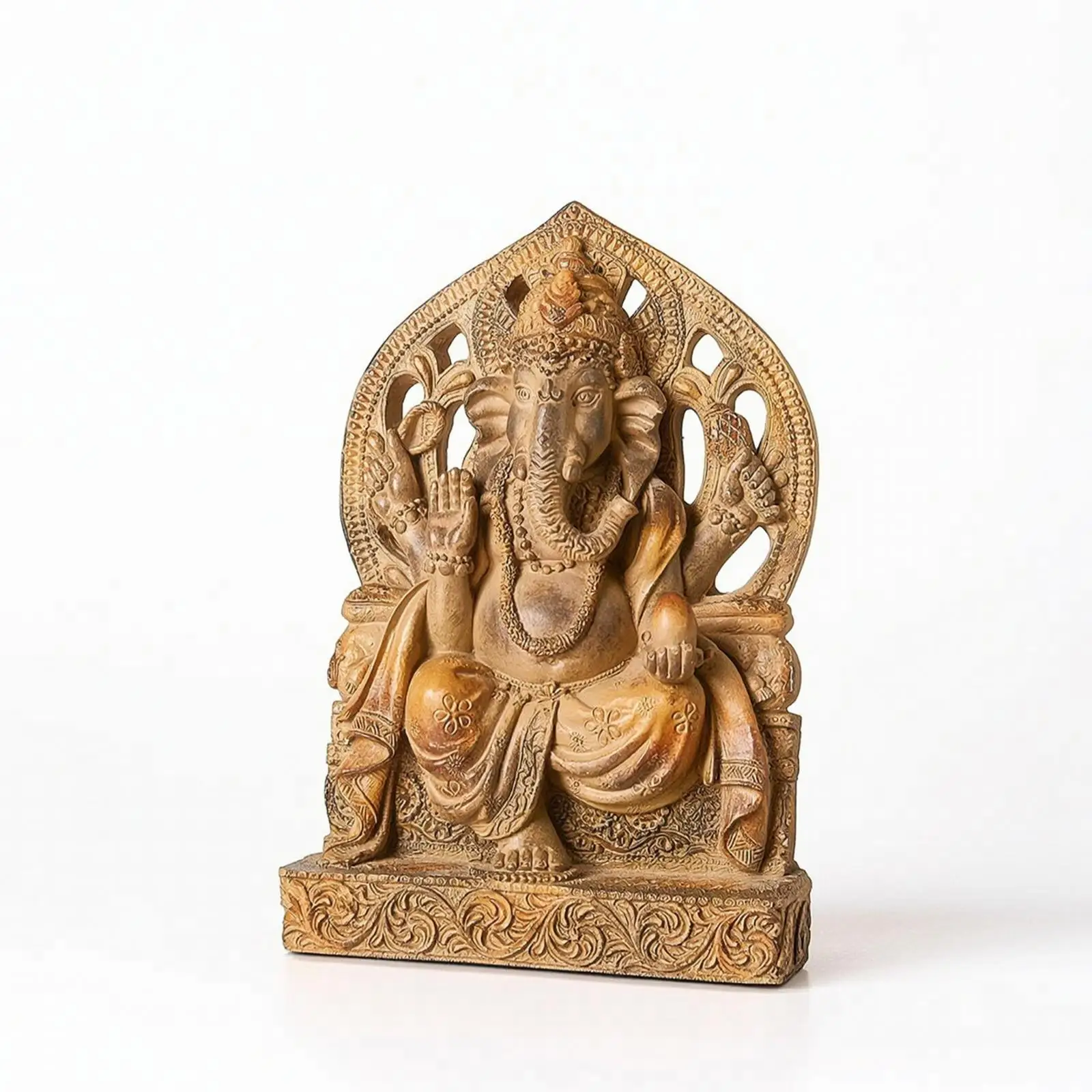 Remover of Obstacles Idol Statue Resin Remover of Obstacles Idol Figurine Ornate Elephant Deity Statue for Altar, Meditation