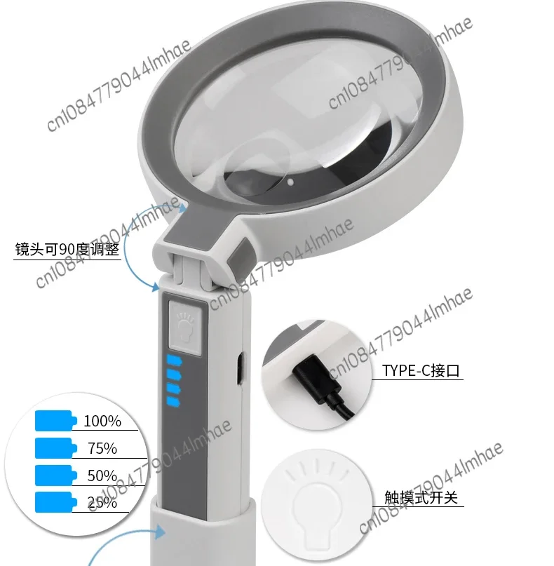 USB Charging High Power Handheld Desktop Repair Magnifying Glass Led Light Measuring Ruler Chip Mobile Phone Welding Reading