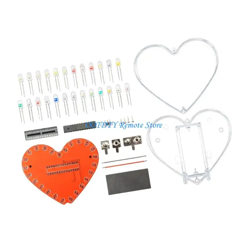Multicolor Flowing LED Heart DIY Projects Complete Solder Practice Components Set
