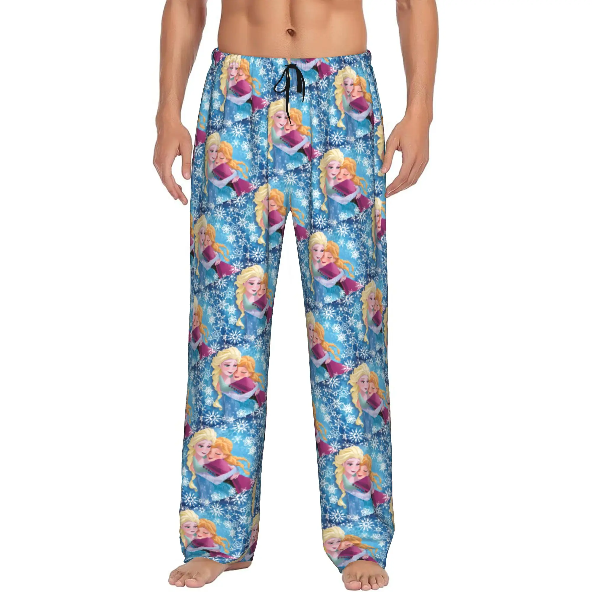 

Custom F-Frozen Cartoon Pajama Pants for Men Lounge Sleep Stretch Sleepwear Bottoms with Pockets