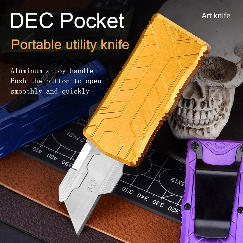 

EDC Utility Knives Aeronautical Aluminium Handle OTF Pocketknives Hand Tools SK5 Sliding Blade Knife Survival Outdoor Box Opener