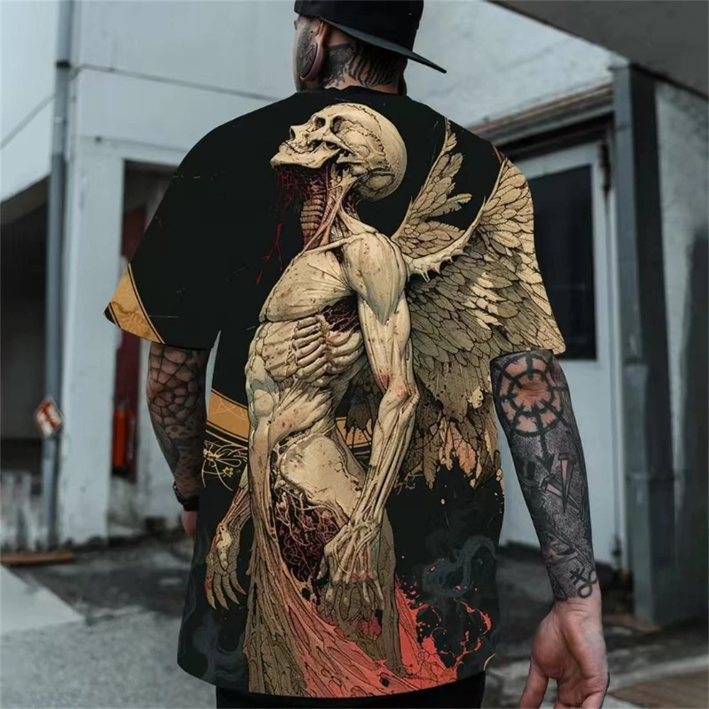 Summer Funny Skeleton grim Reaper 3D Print T-Shirts Streetwear Men Horror Fashion Harajuku Casual Oversized T Shirt  Tops Clothi