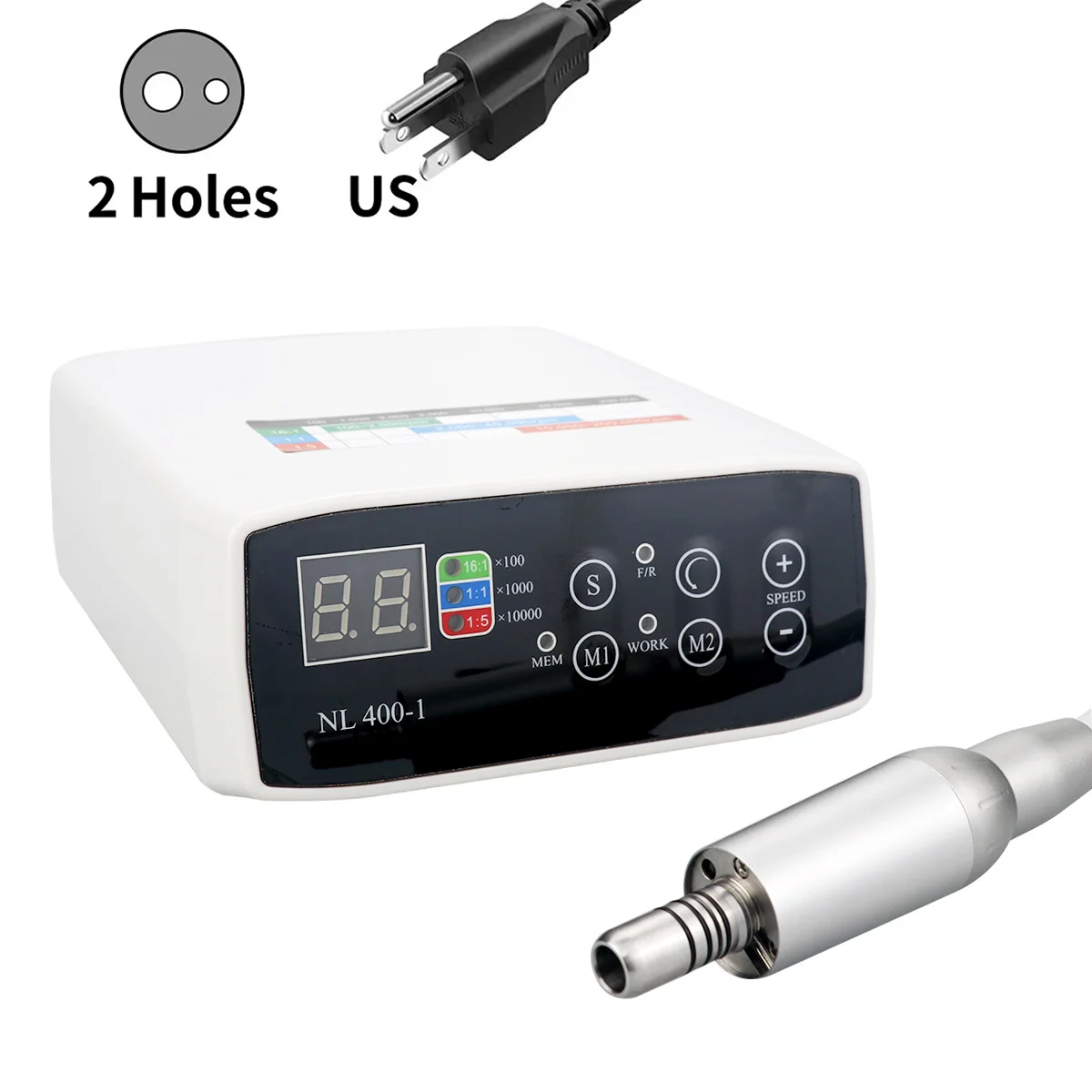 NL 400-1 Tandheelkundige Borstelloze LED Micro Motor Geschikt Voor 1:1/1:5/16:1 E-type Handstuk Tandheelkunde Lab Apparatuur 2/4 Gaten