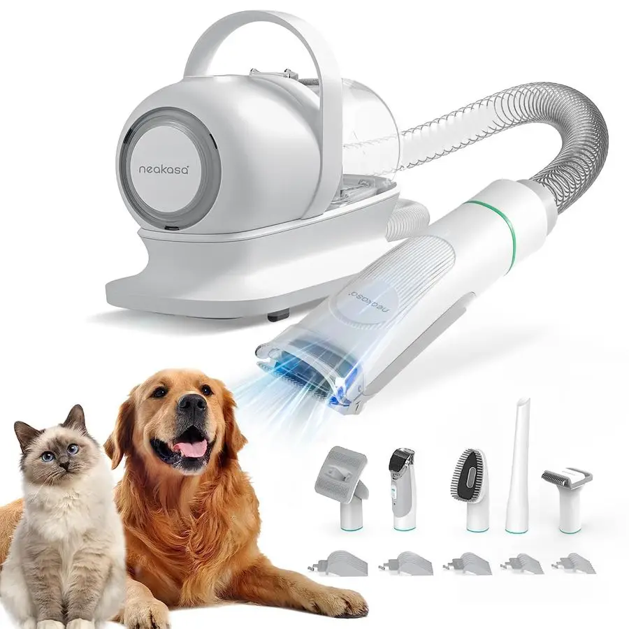 

P1 Pro Pet Grooming Kit amp Vacuum Suction 99 Pet Hair, Professional Clippers with 5 Proven Grooming Tools for Dog and Cat