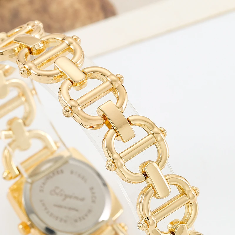 ساعة نسائية ذهبية بحزام من الفولاذ المقاوم للصدأ، خفيفة فاخرة، كاجوال، سوار نسائي، ساعة كوارتز رائعة #6