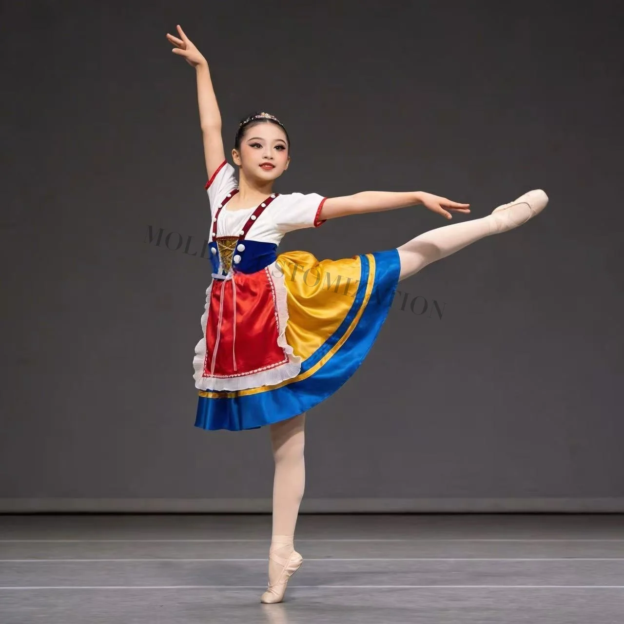 Hochwertiges neues mehrfarbiges Patchwork-Design ​ ​ Tochter Cobelia Ballett-Wettbewerbsauftritt, langer Tüllrock für Erwachsene und Kinder – Detail 1