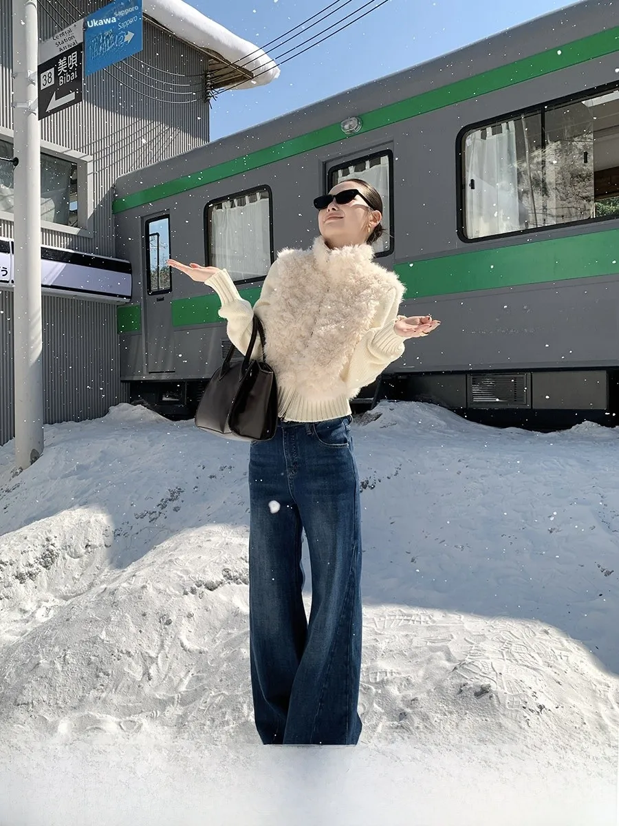 

Утягивающие прямые синие джинсы с высокой талией, женские осенне-зимние расклешенные брюки, повседневные джинсы свободного покроя с застежкой-молнией