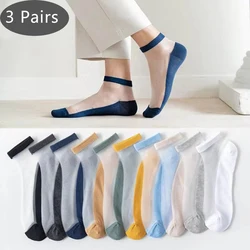 3 ĐÔI MÙA HÈ Không Thể Hiện Lụa Tất Nam Cotton Nylon Mỏng Trong Suốt Khử Mùi Thoáng Khí Vô Hình Vớ Mắt Cá Chân Thời Trang Đường Phố