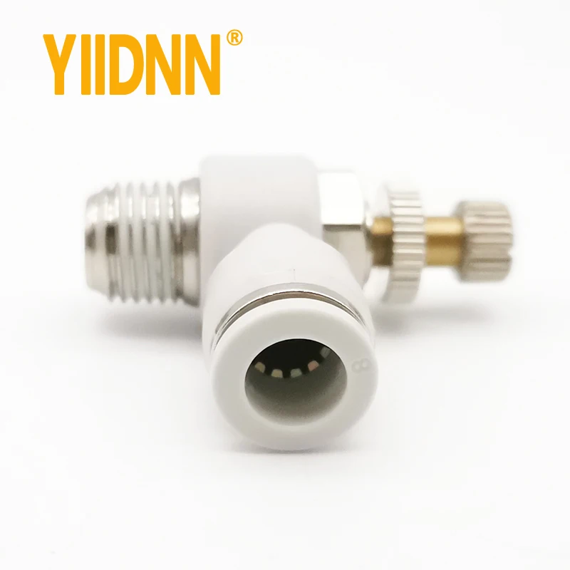 High quality white pneumatic connector SL 4/6/8/10/12/16mm series throttle speed control valve external thread cylinder fitting