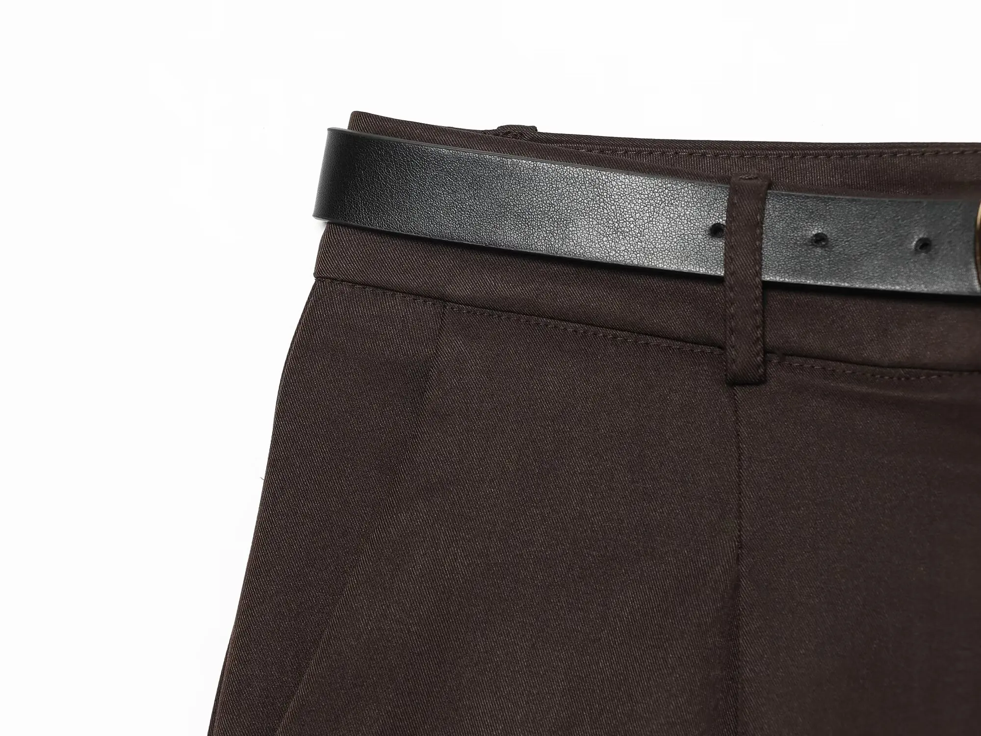 TFMLN Damen-Knielange Hose, schlicht, hohe Taille, Sommer, lässig, weites Bein, gerade Hose mit Gürtel, elegante kurze Damenhose – Detail 16