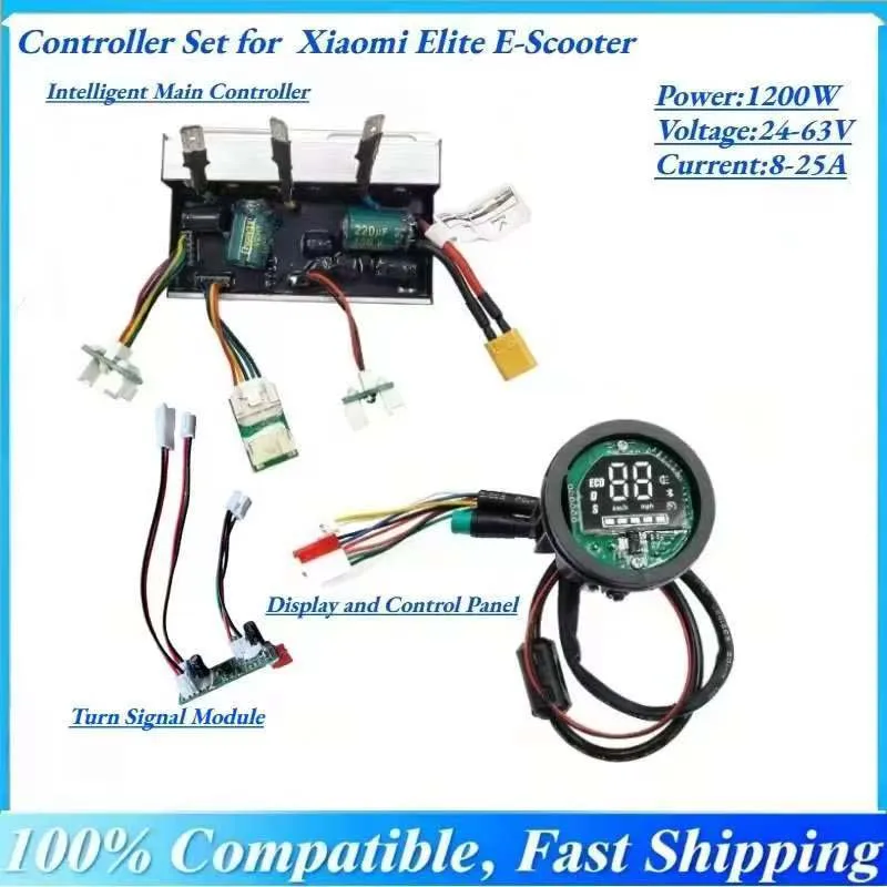 

Smart Controller Kit for Xiaomi Elite Electric Scooter -1200W, 24-63V, 8-25A, with Dashboard & Turn Signal Module APP Control