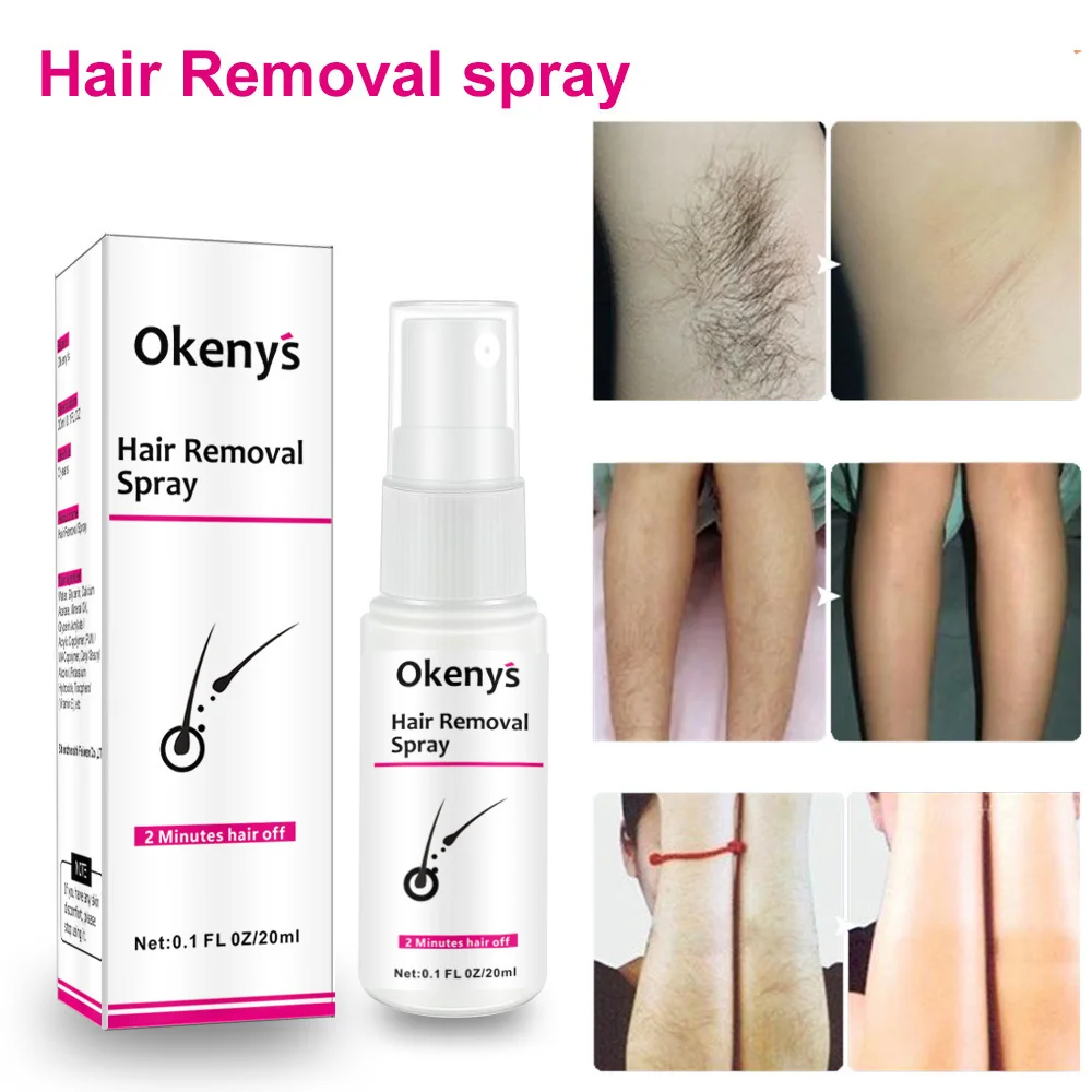 2 Minutes Fast Hair Removal Spray Painless Hair Growth Inhibitor Leg Arm Armpit Permanent Depilatory for Ladies Men Repair Care