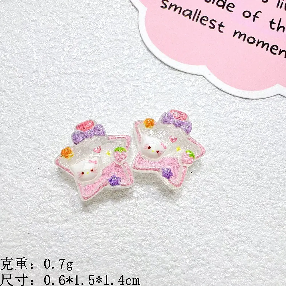 100pcs Kawaii Resin Cartoon Miniature Sanrio Hello Kitty Flatback DIY Keychain Scrapbook Phone Case Keychain Earring Decor - view 6