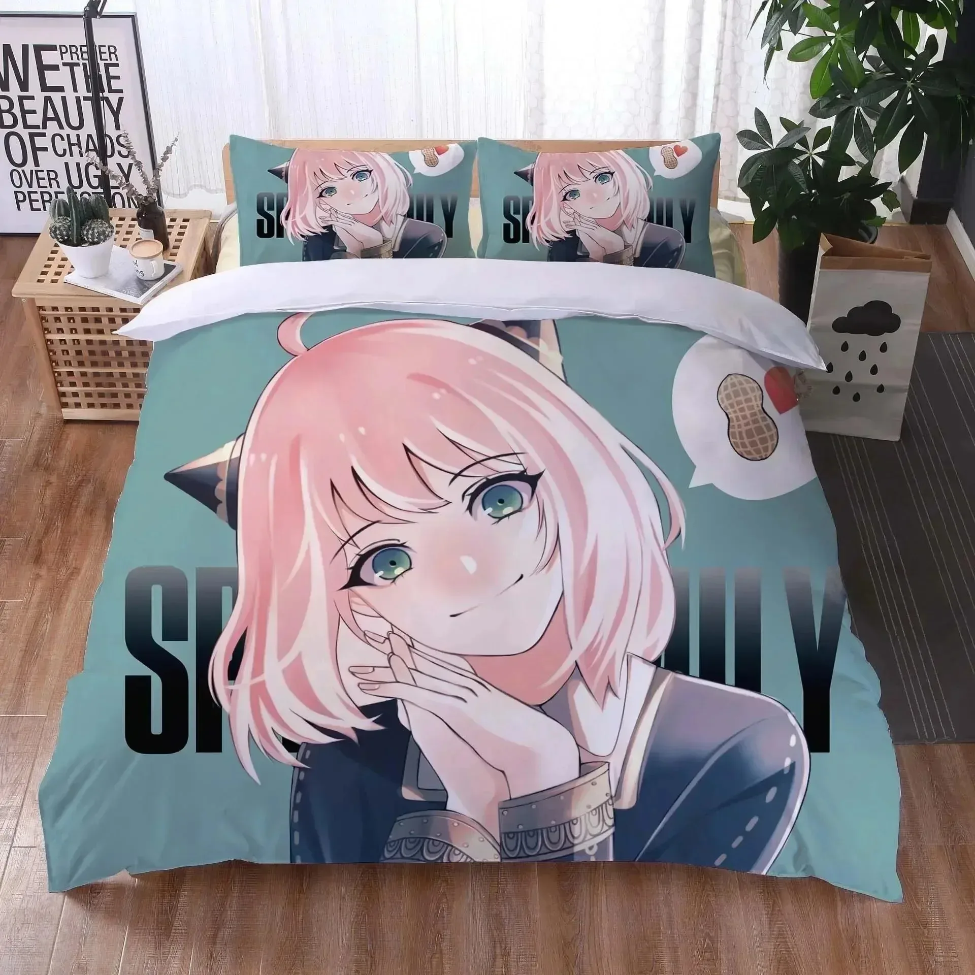 3D Print Anime Spy Family Anya Bedding Set 3D Printed Suitable for Bedroom Duvet Cover Set With Pillowcases Kids Home Textile
