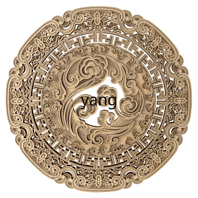 LTT， creative wooden new Chinese wall decoration wall hanging round three-dimensional living room wall decoration