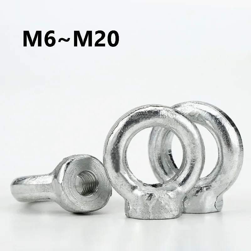 1~10Pcs Carbon Steel Lifting Eye Nut Marine Lifting Eye Nut Ring Nut Thread Ring Eyebolt Ring Hooking Nuts