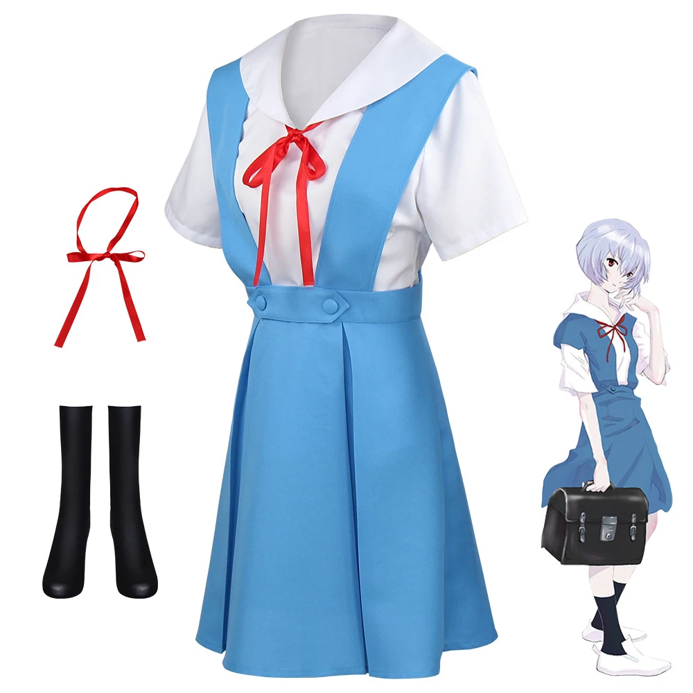 

Asuka Langley Sohryu School Uniform Ayanami Rei Cosplay Dress With Socks Ayanami Rei Outfits For Anime Comic Con Asuka Cosplay