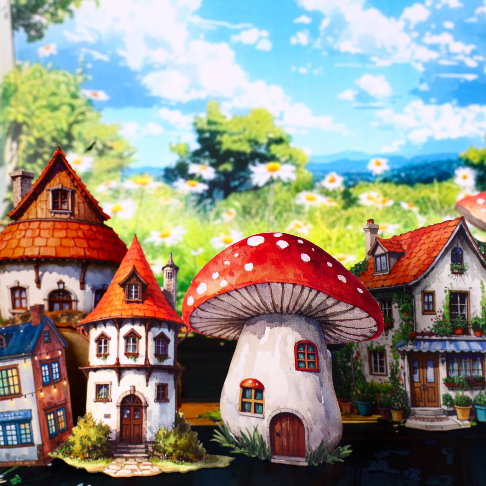 Picture 4: 10pcs Fairy Tale Mushroom Town Sticker Pack DIY Decorative Paper Scrapbooking Material handmade Diary Album Junk Journal Supplie
