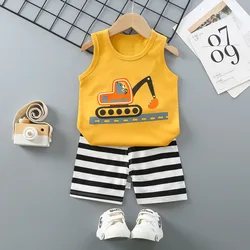 Summer Vest Boys Girls Pajamas Sets Cartoon Cotton Children Boy Girl Sleepwear Nightwear Kids Lightning Pyjamas Suit